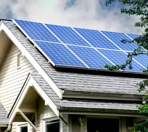 High-efficiency solar panels on residential home, USVI