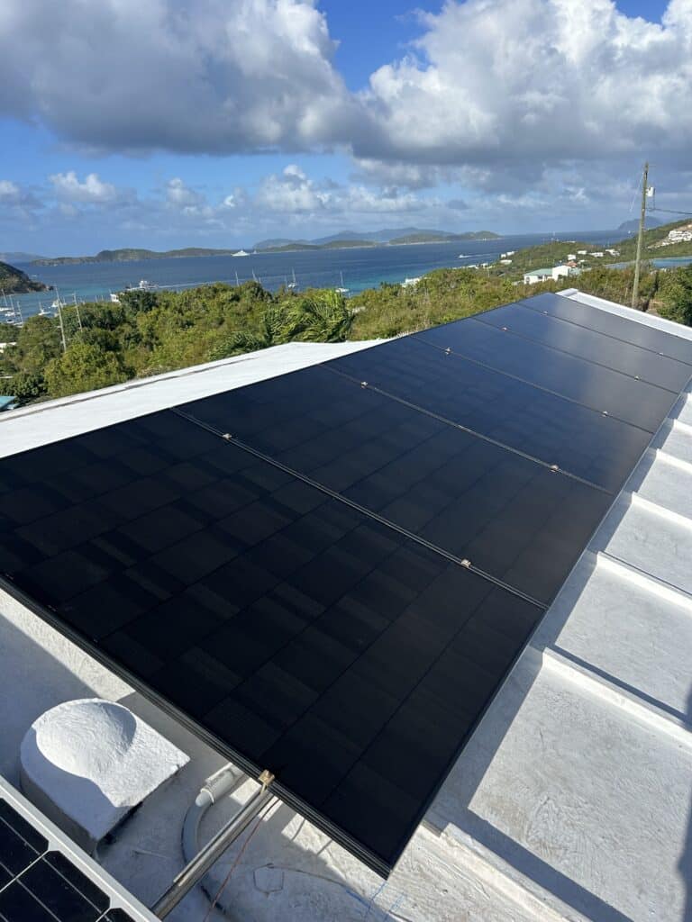 Industrial rooftop solar panels installed in USVI