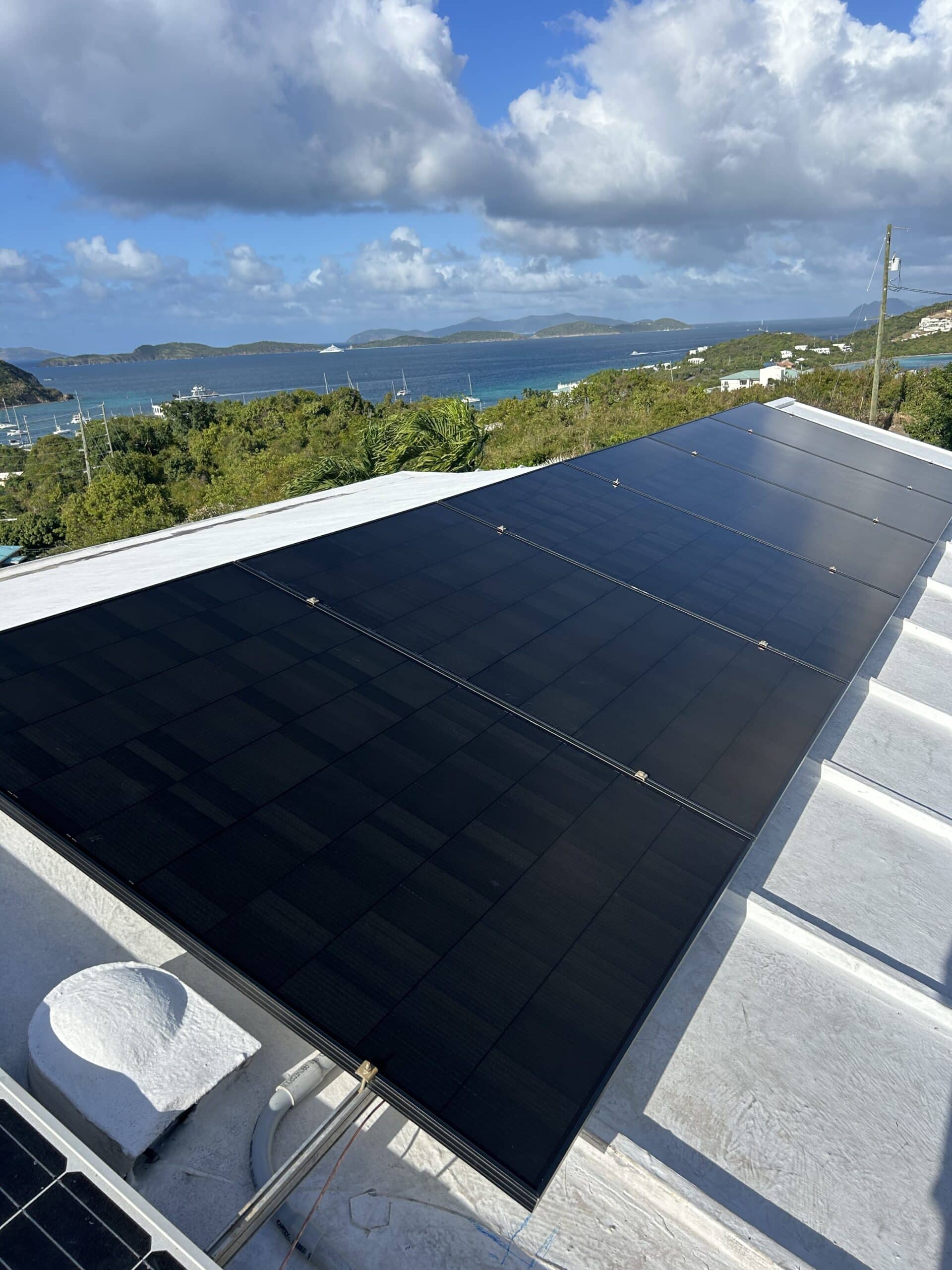 Industrial rooftop solar panels installed in USVI